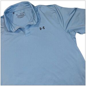 Under Armour The Performance Polo Shirt Mens XL Light Blue Short Sleeve Textured